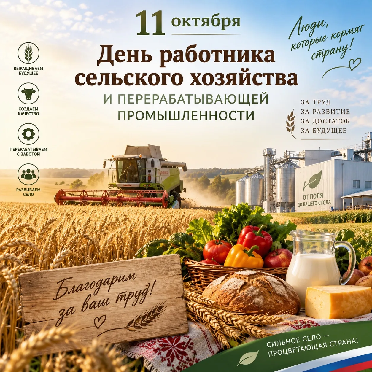 🌾 11 октября — День работника сельского хозяйства и перерабатывающей промышленности!