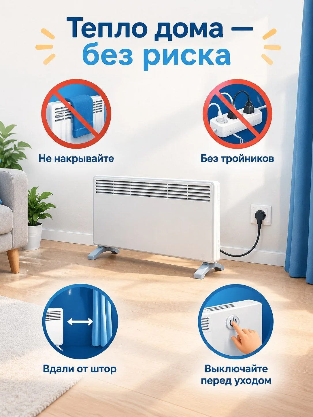🏠 Тепло дома — без риска: как безопасно пользоваться обогревателем