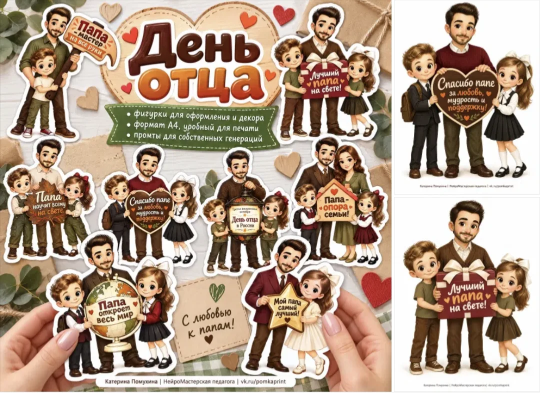 ❤️ Фигурки А4 ко Дню отца