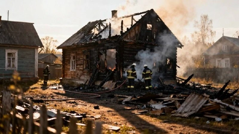 В Барышском районе, в деревне Ушаковка, на улице Речная, при пожаре в жилом доме погибл...