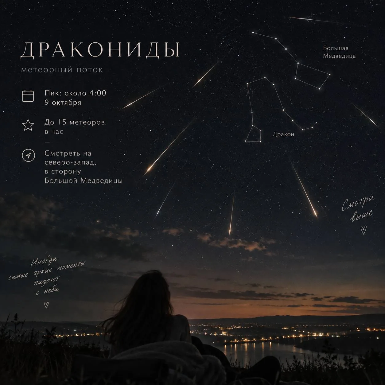 🌠 Воронежцы смогут увидеть пик метеорного потока Дракониды этой ночью.