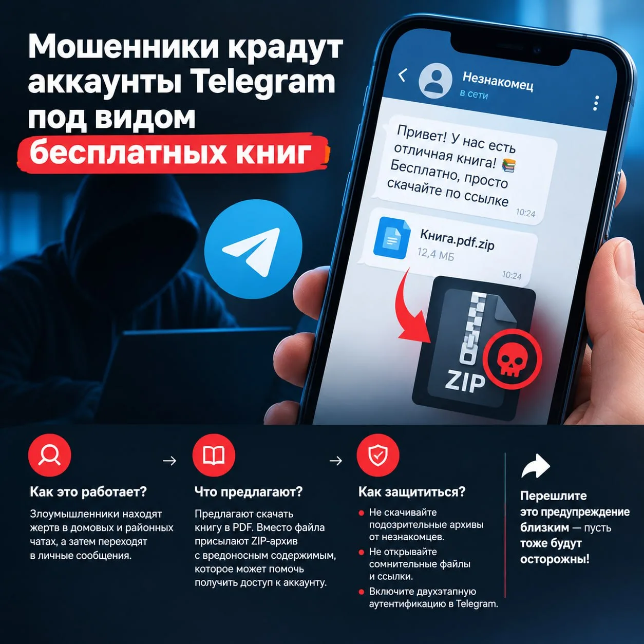 Мошенники используют тему бесплатных книг для кражи аккаунтов Telegram