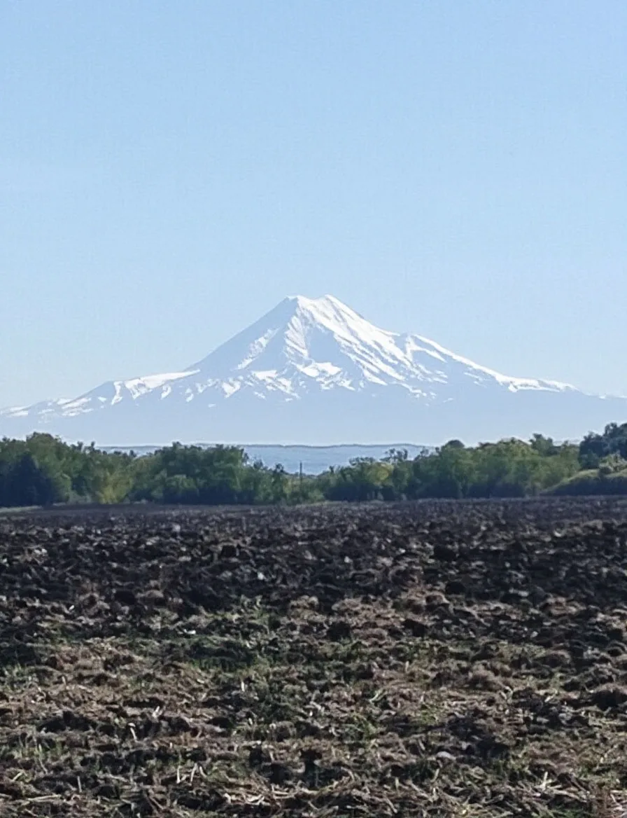 Доброе утро. Это Эльбрус🏔️, его отлично видно в ясную погоду. Он как мираж, у меня аж ...