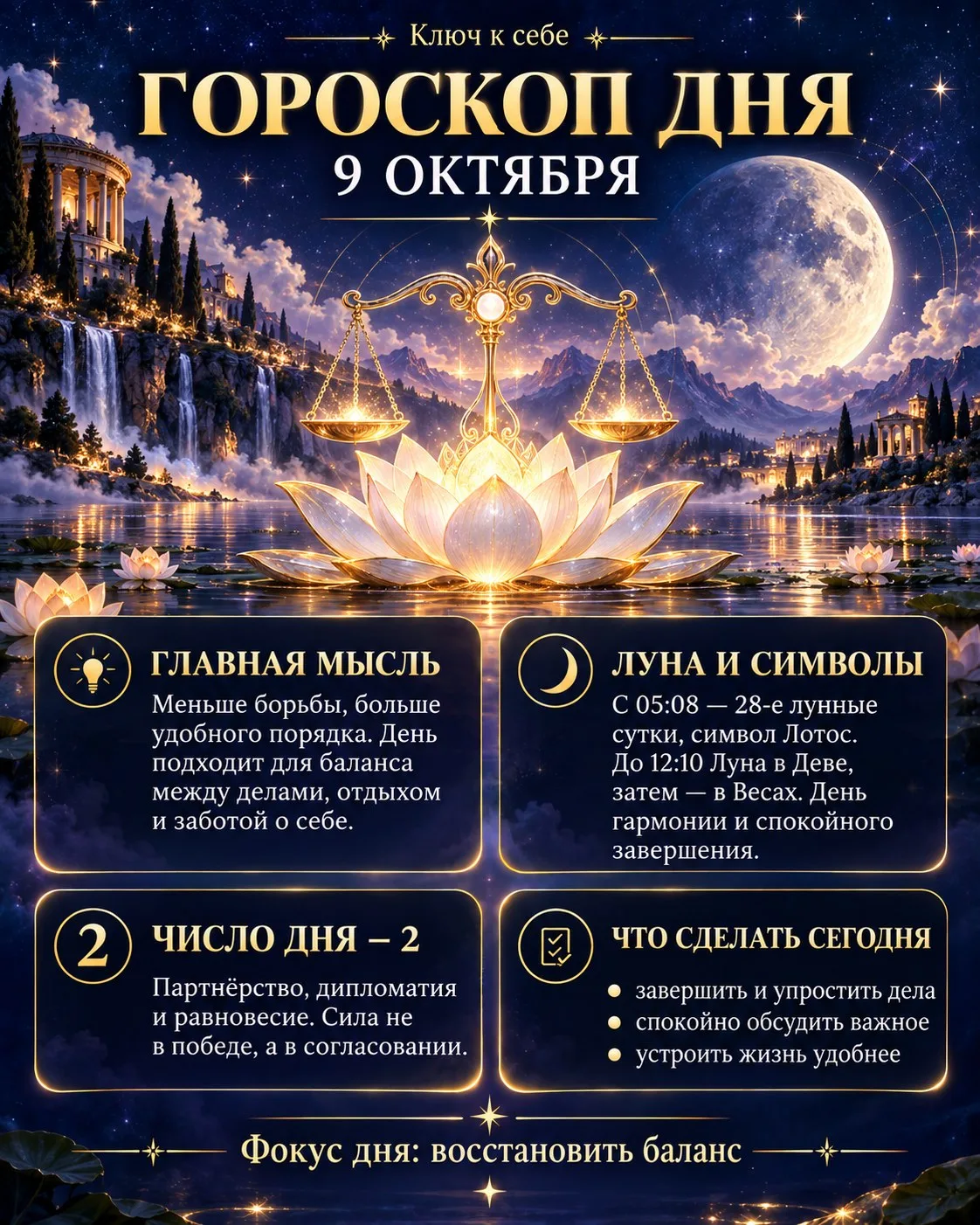 🔮 ГОРОСКОП «КЛЮЧ К СЕБЕ» — 9 ОКТЯБРЯ