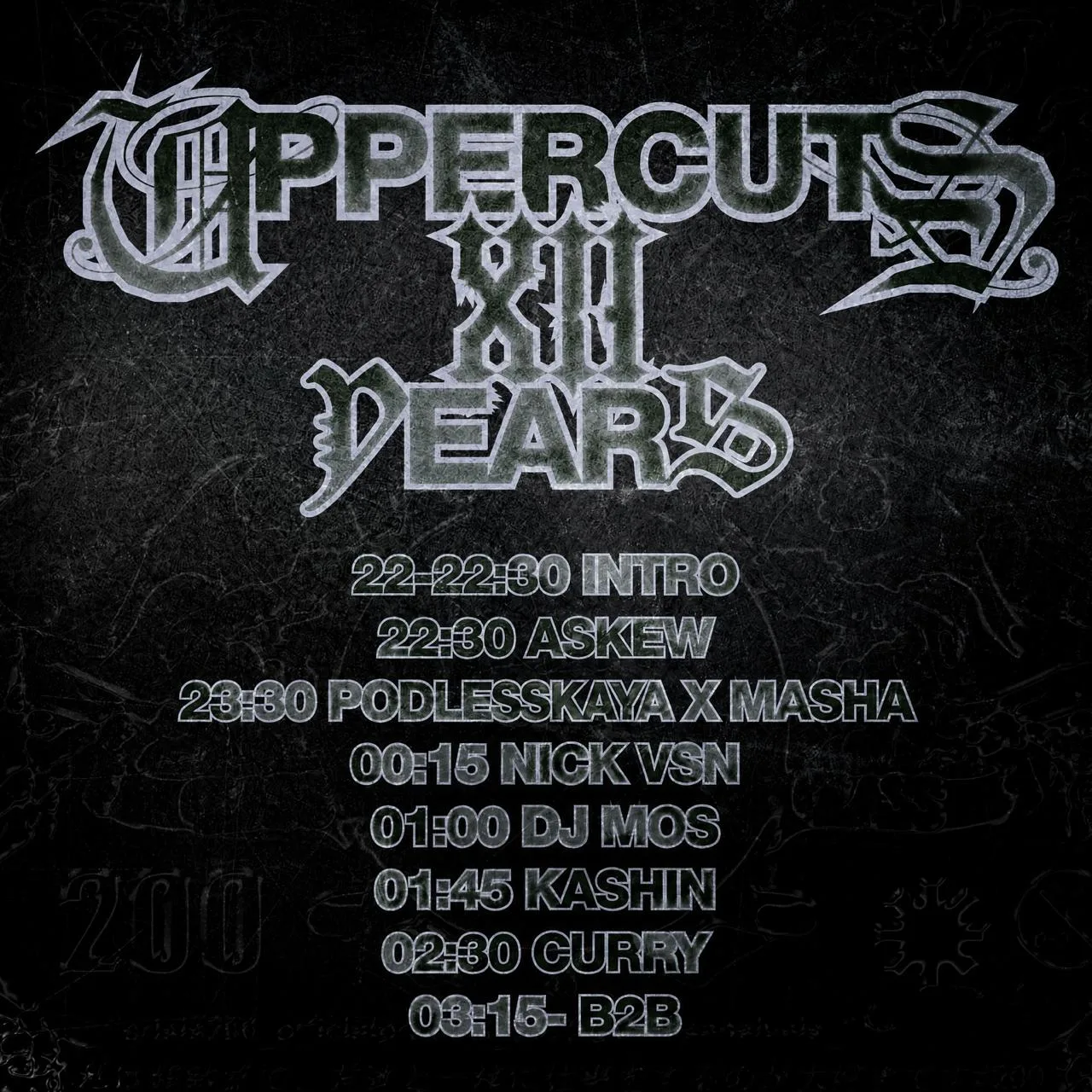 Тайминг выступлений UPPERCUTS 12 ЛЕТ