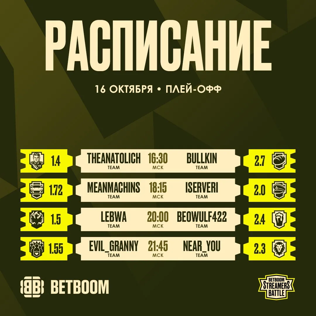 ⭐️Турнир «😍BetBoom Streamers Battle» • Расписание
