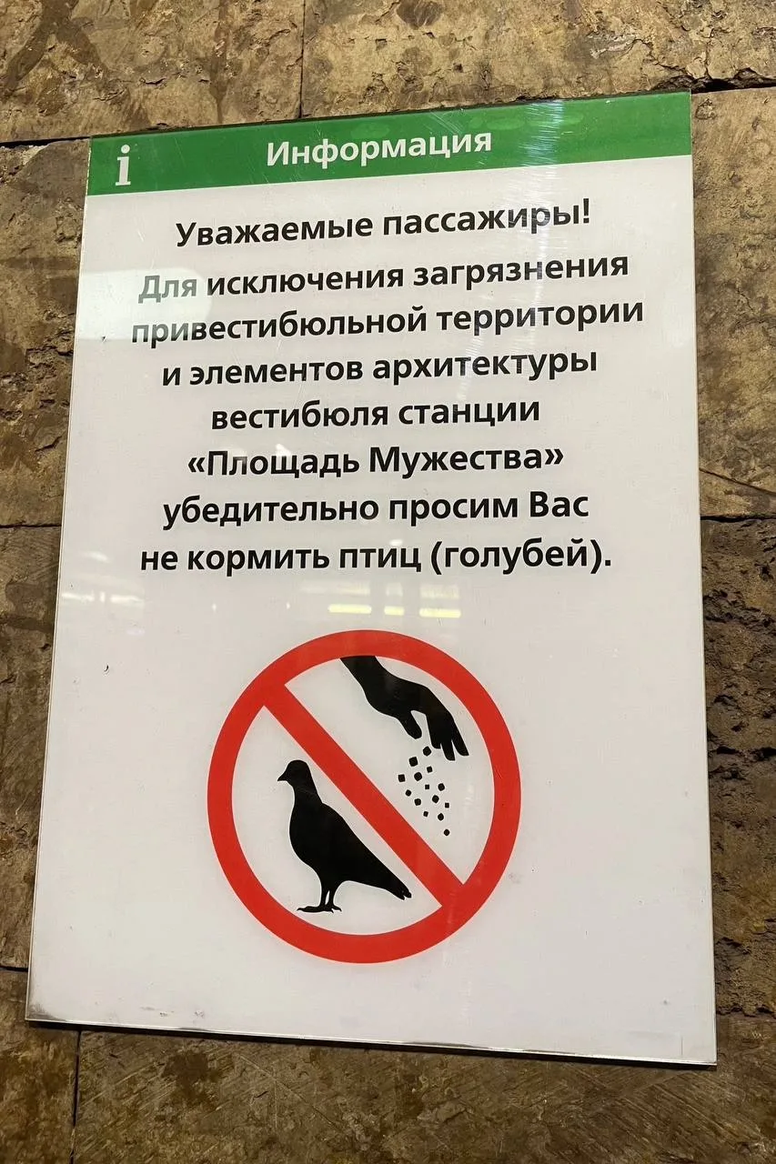🐦Вот такое объявление теперь встречает пассажиров метро сразу при выходе из дверей наз...