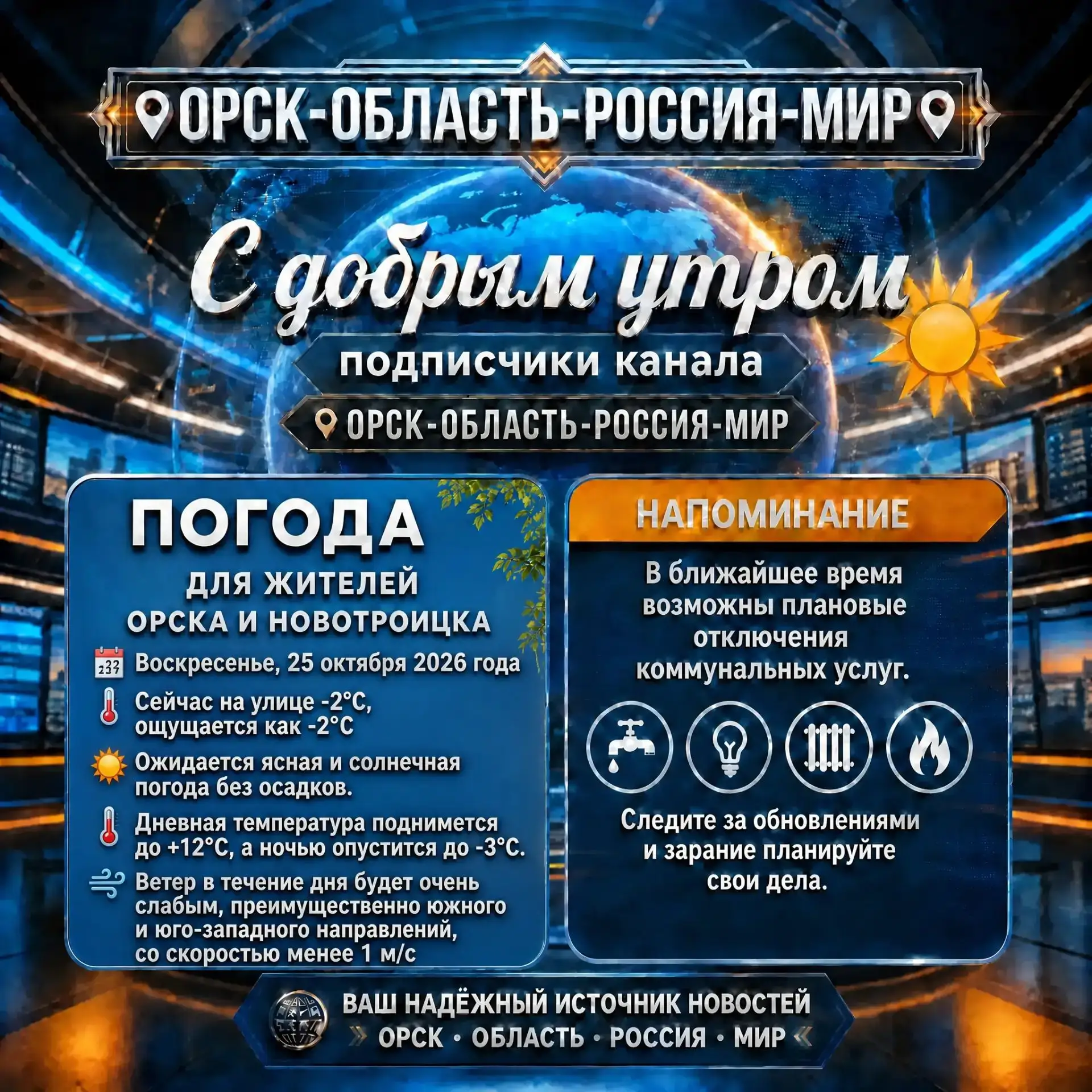 ☀️ Доброе утро, дорогие подписчики нашего канала 📌Орск-Область-Россия-Мир📌