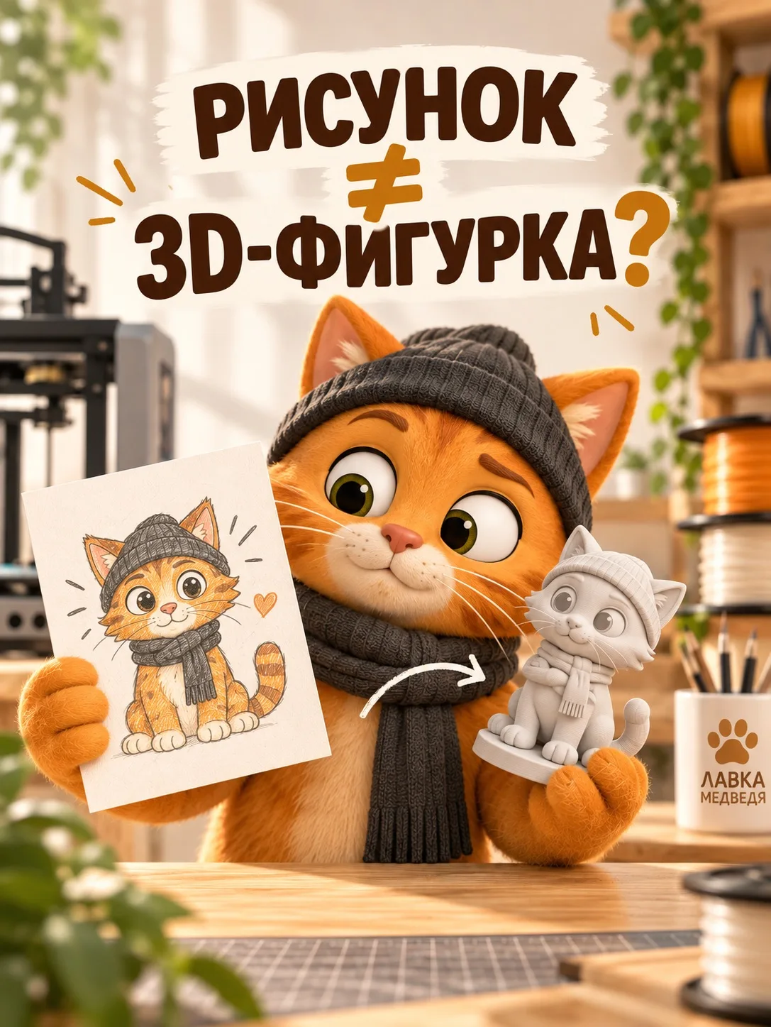 😼Филя посмотрел на рисунок. Потом на готовую 3D-модель. И подозрительно спросил: Так… ...