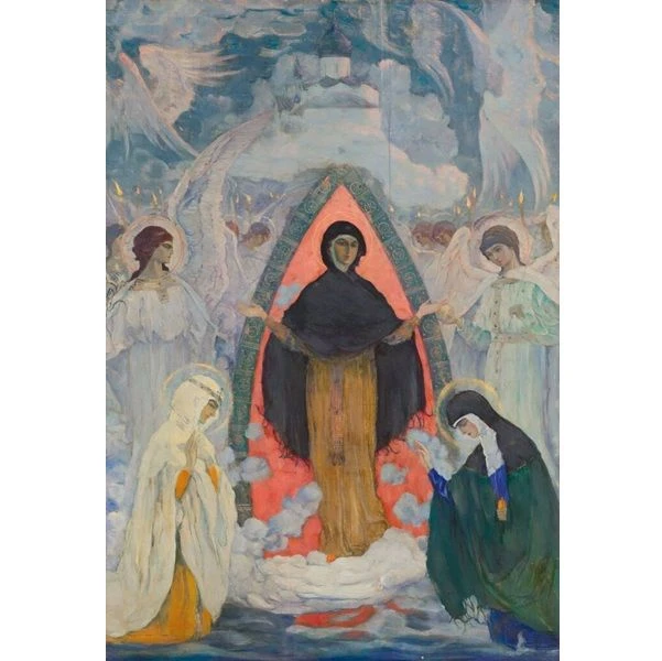 👆 Михаил Нестеров. Покров Богоматери. 1914. Дерево, масло. 91 х 63. Государственная Тр...