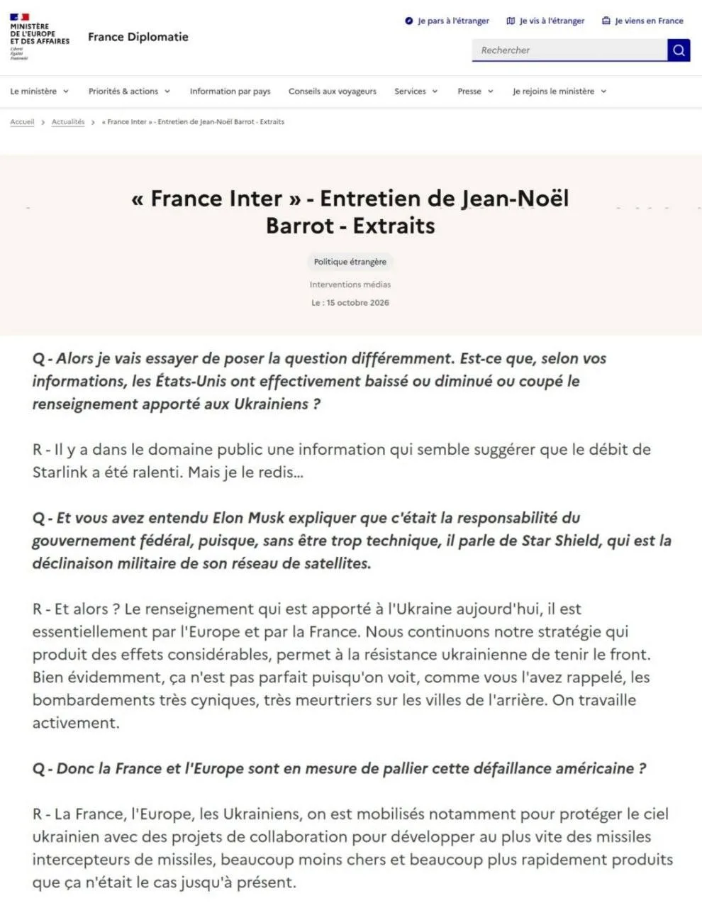 😁Глава МИД Франции Жан-Ноэль Барро в интервью France Inter сообщил, что Украина получа...