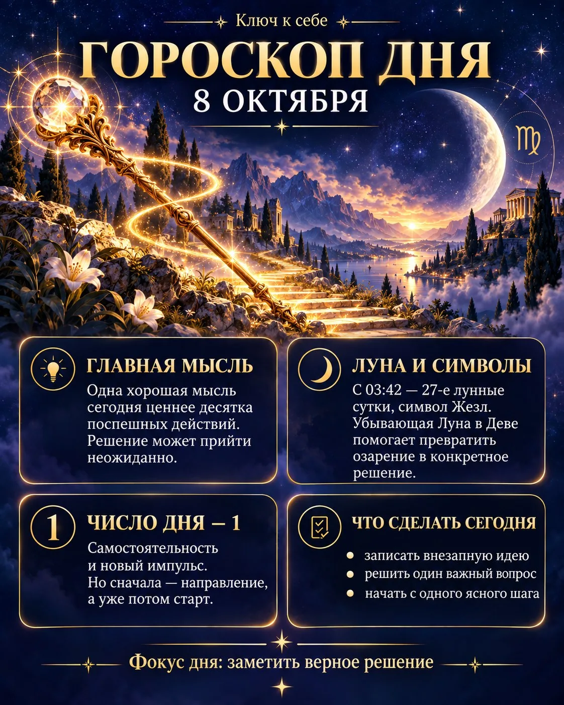 🔮 ГОРОСКОП «КЛЮЧ К СЕБЕ» — 8 ОКТЯБРЯ