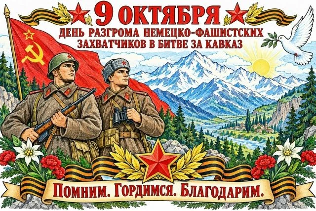 9 октября - День разгрома немецко‑фашистских войск в битве за Кавказ 🎖
