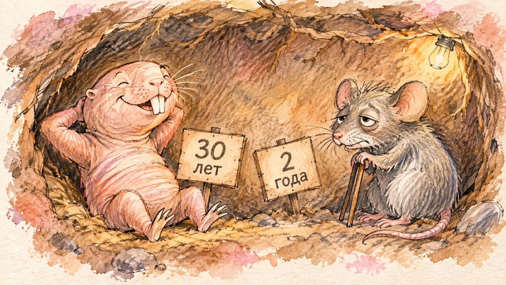 Есть грызун, который не стареет. Это голый землекоп. Он живёт 30 лет — для мыши это веч...