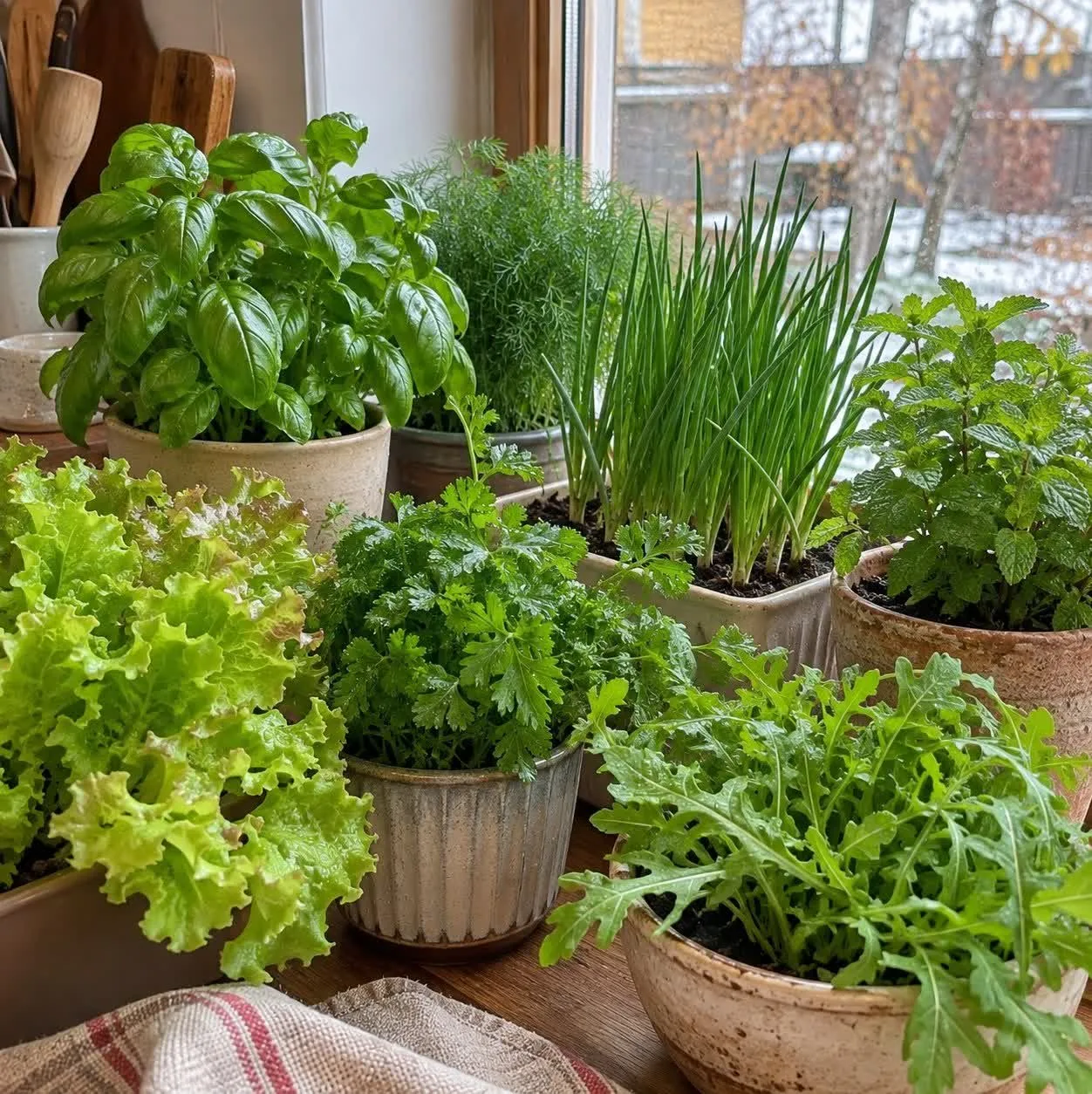 🌿 Свежая зелень зимой — прямо с подоконника