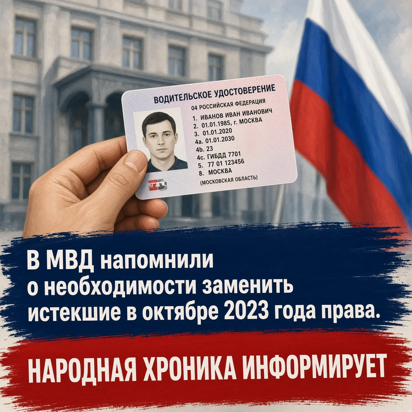 В МВД напомнили о необходимости заменить истекшие в октябре 2023 года права