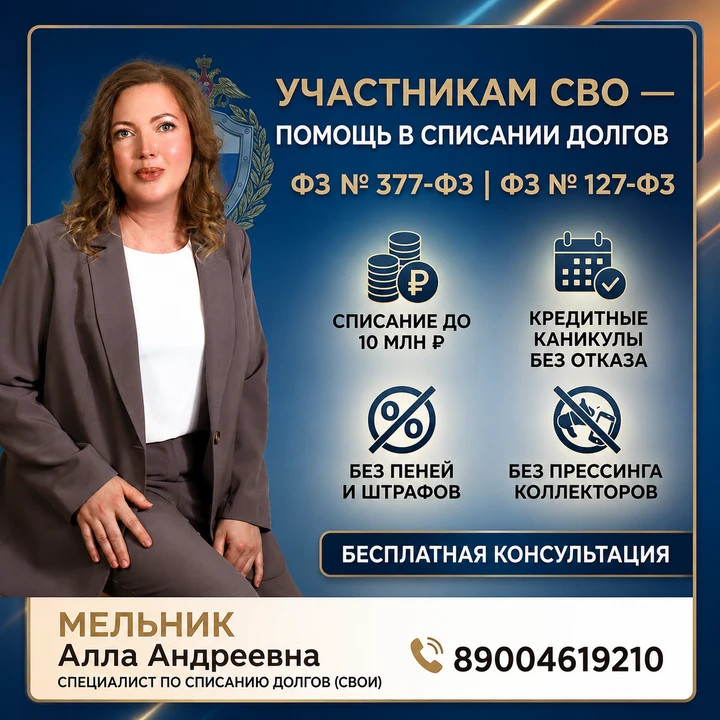 Участники СВО и их жёны: проверьте возможность освобождения от долгов