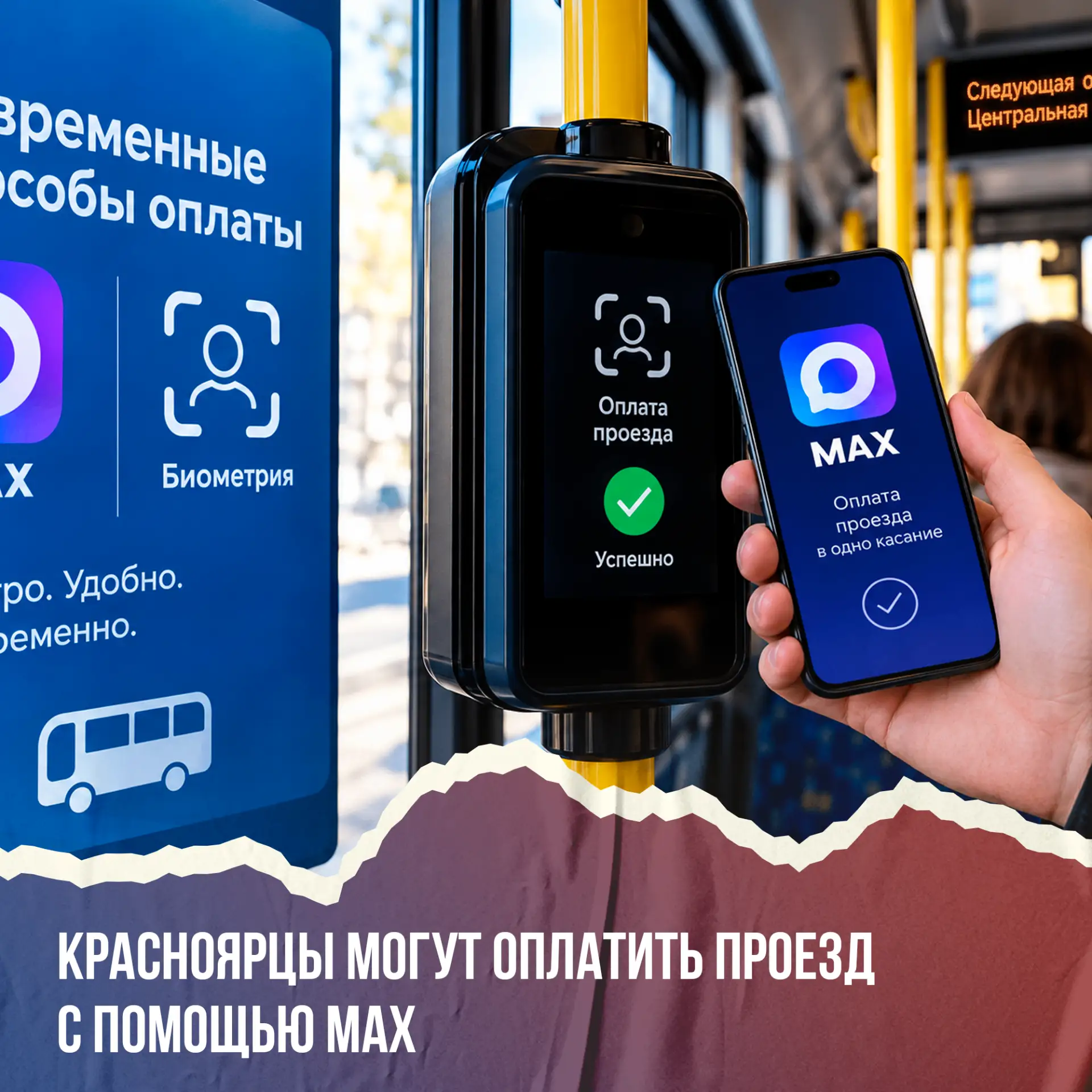 В транспорте Красноярского края можно платить через МАХ 📱