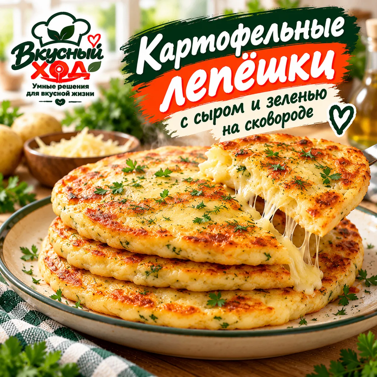 🥔 Картофельные лепёшки с сыром и зеленью