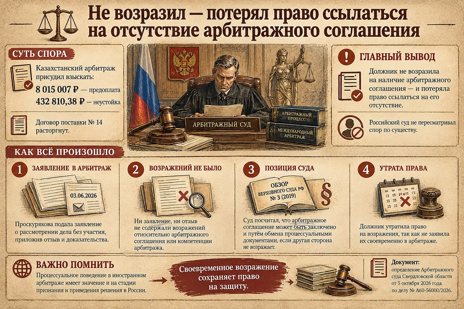 ⚖️ Не возразил — потерял право ссылаться на отсутствие арбитражного соглашения