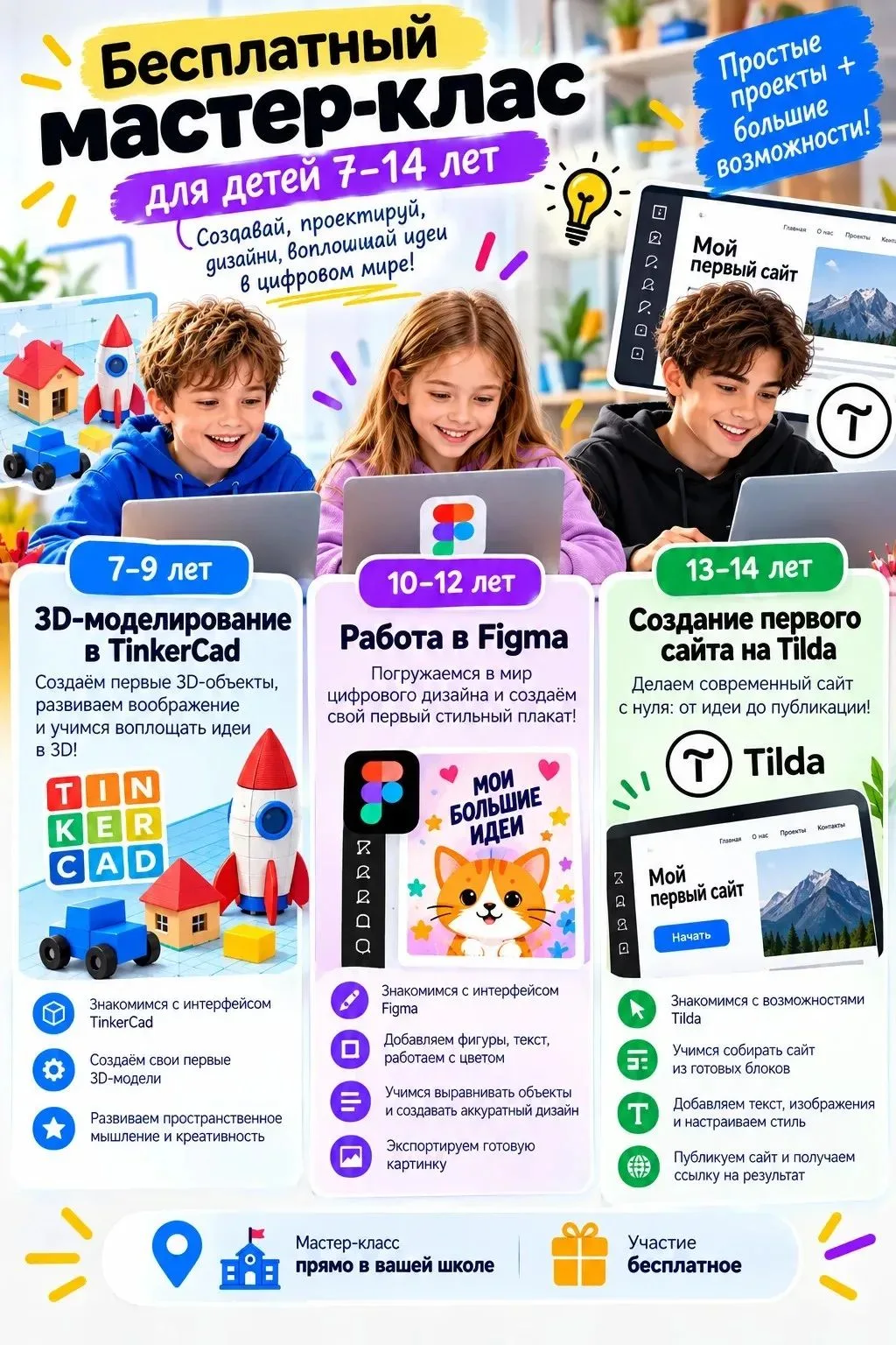 🎨 Приглашаем детей 7–14 лет на бесплатный мастер-класс!