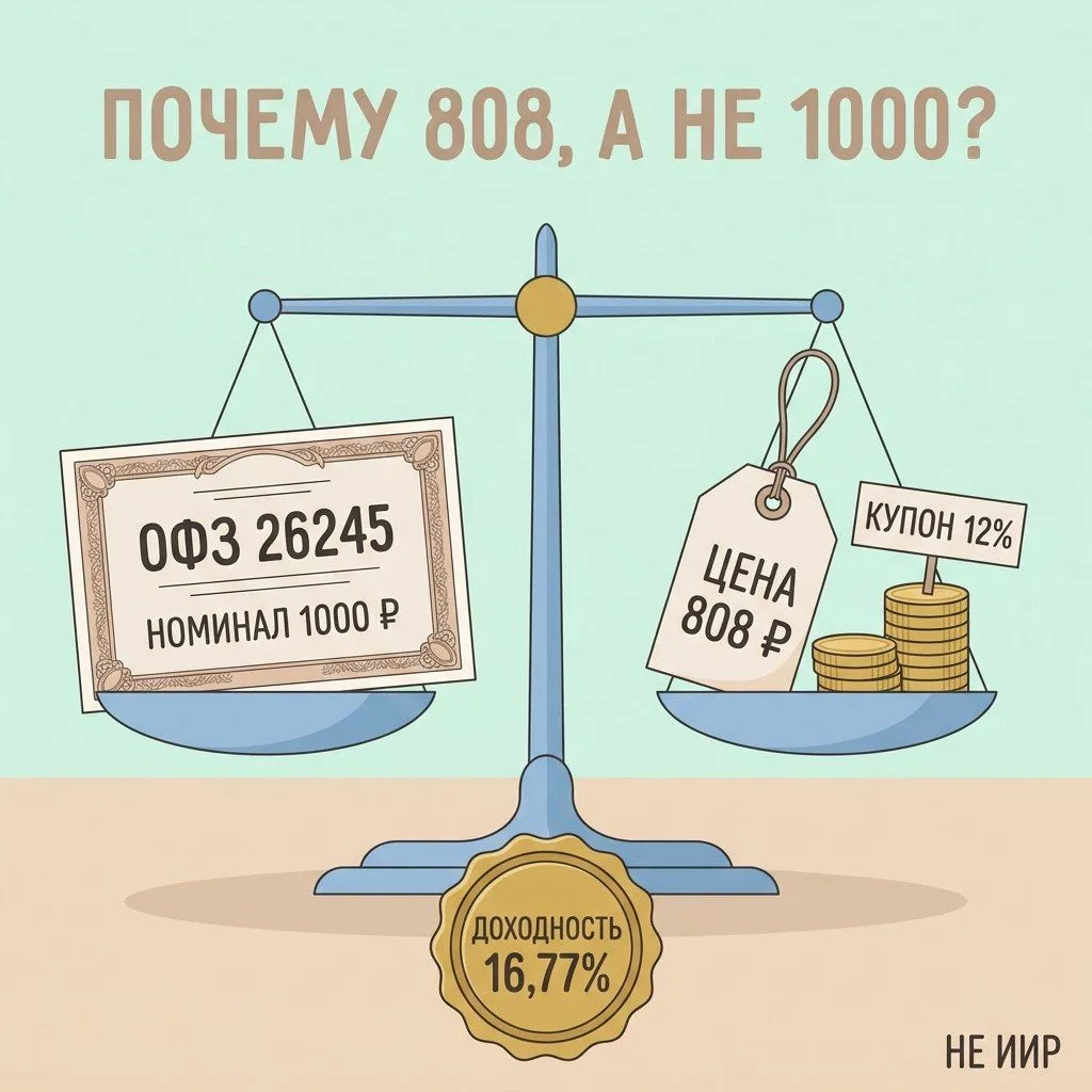 🏛 Почему облигация стоит около 800₽, если номинал 1000₽