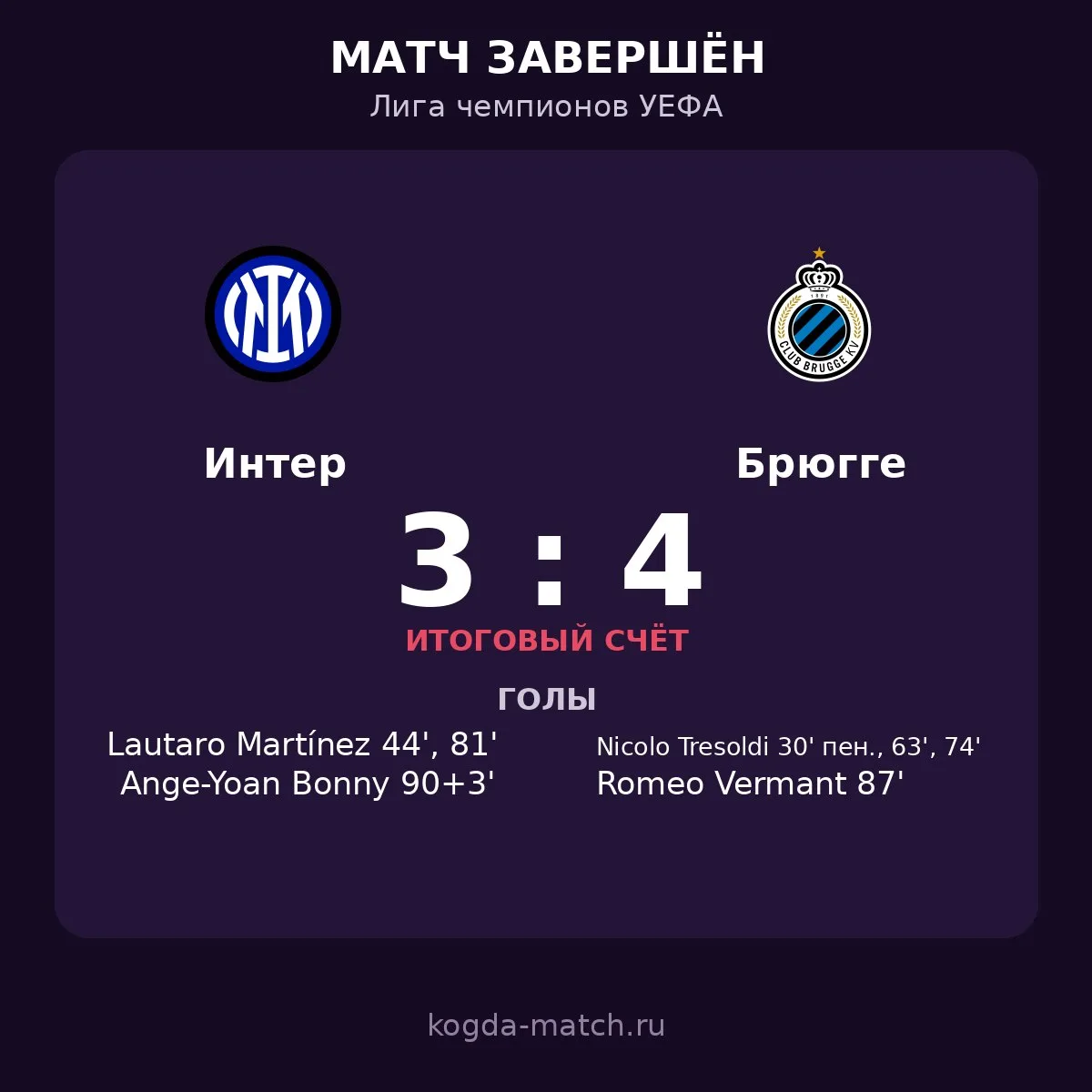 🔥 «ИНТЕР» — «БРЮГГЕ» 3:4