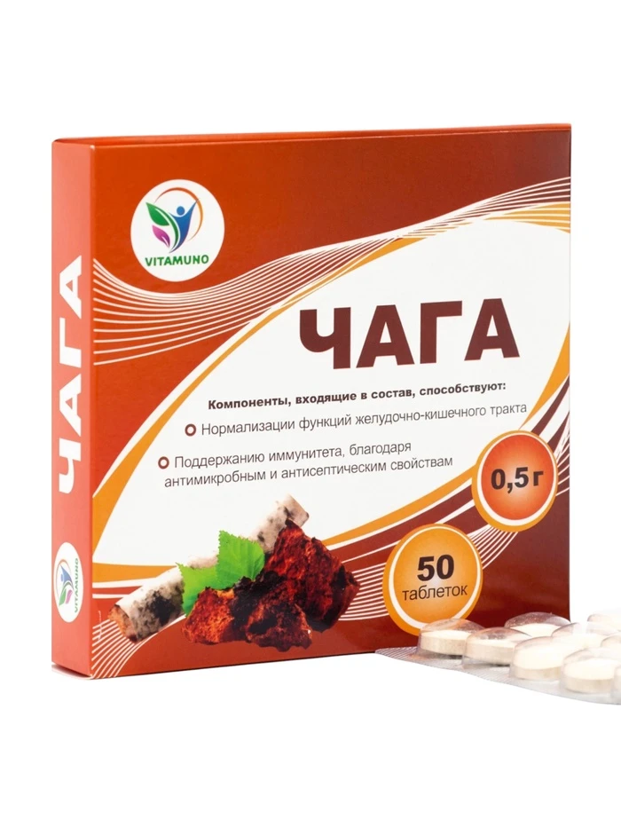 Таблетки Чага Vitamuno, при язвенной болезни и гастрите
