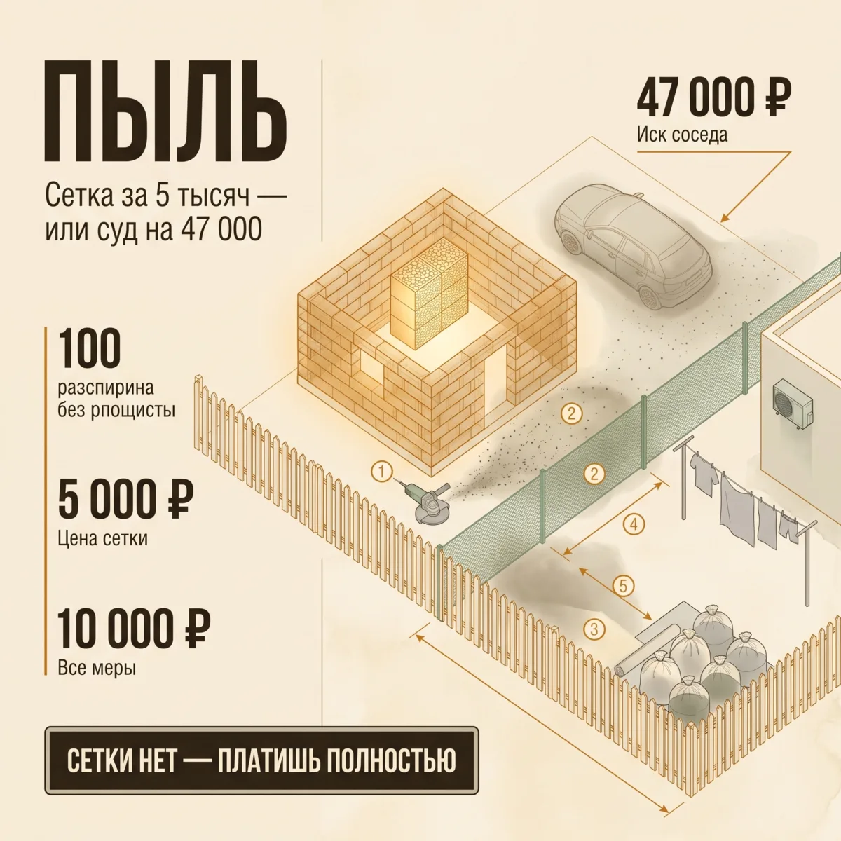 🧱 Пыль от вашей стройки на соседском белье: сколько стоит «потерпите»