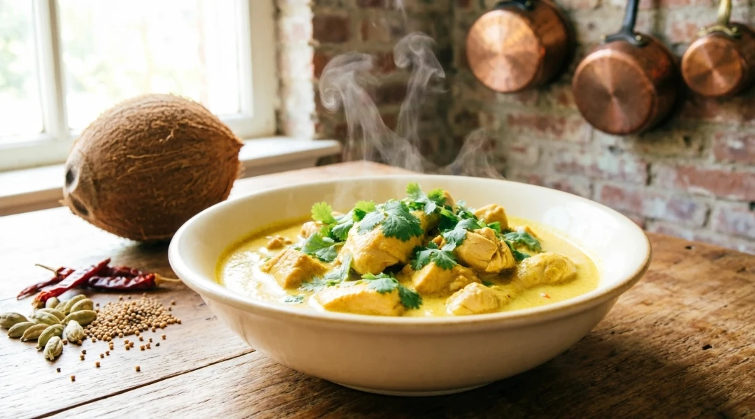 🍛 ПРЯНОЕ КУРИНОЕ ФИЛЕ В СЛИВОЧНОМ СОУСЕ «КАРРИ» С РИСОМ — 84₽/порция