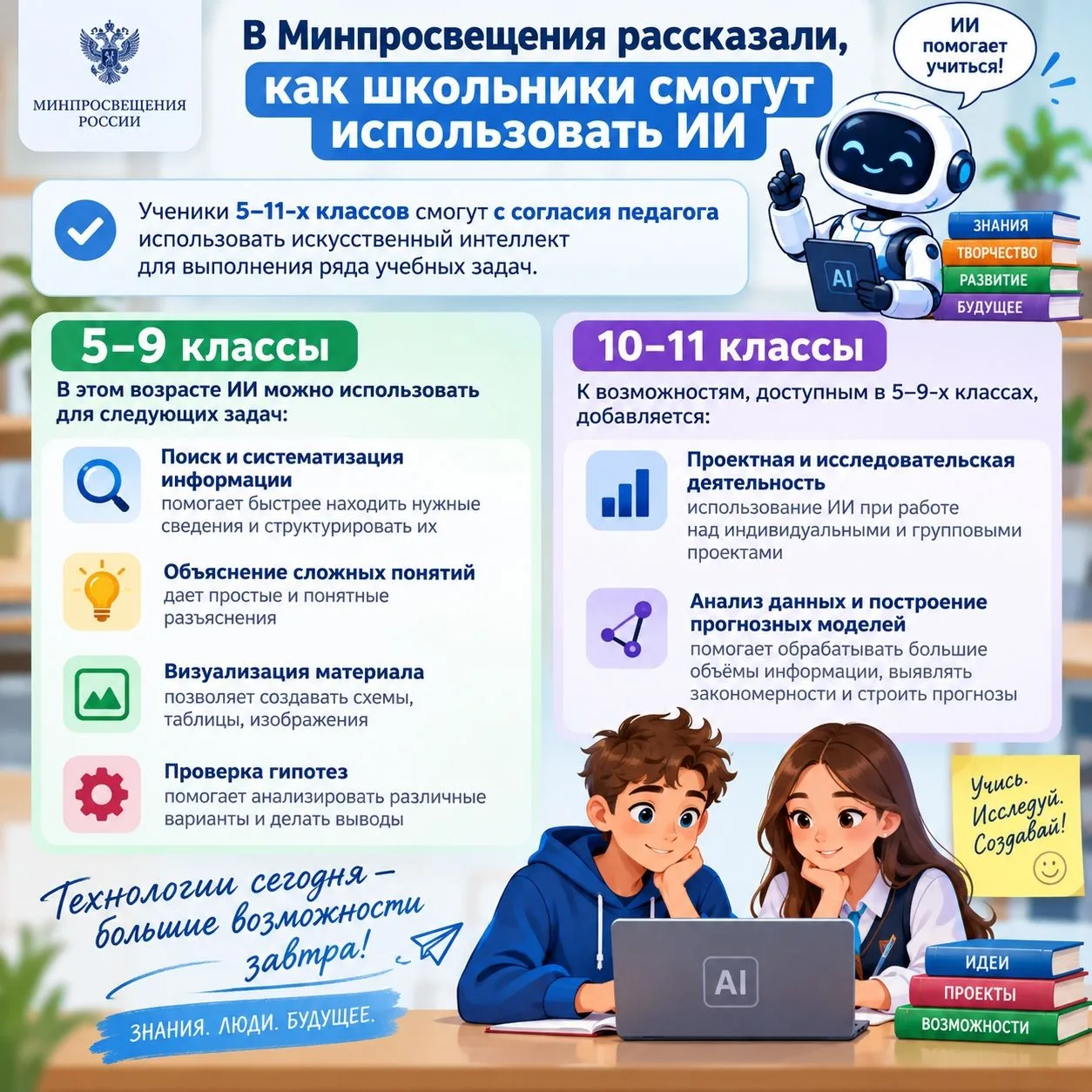 В Минпросвещения рассказали, как школьники смогут использовать ИИ!