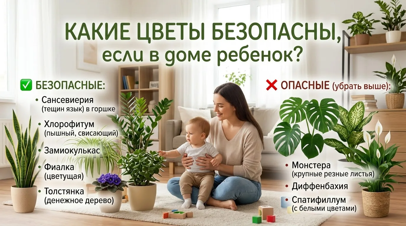 👶Какие цветы безопасны, если в доме ребенок