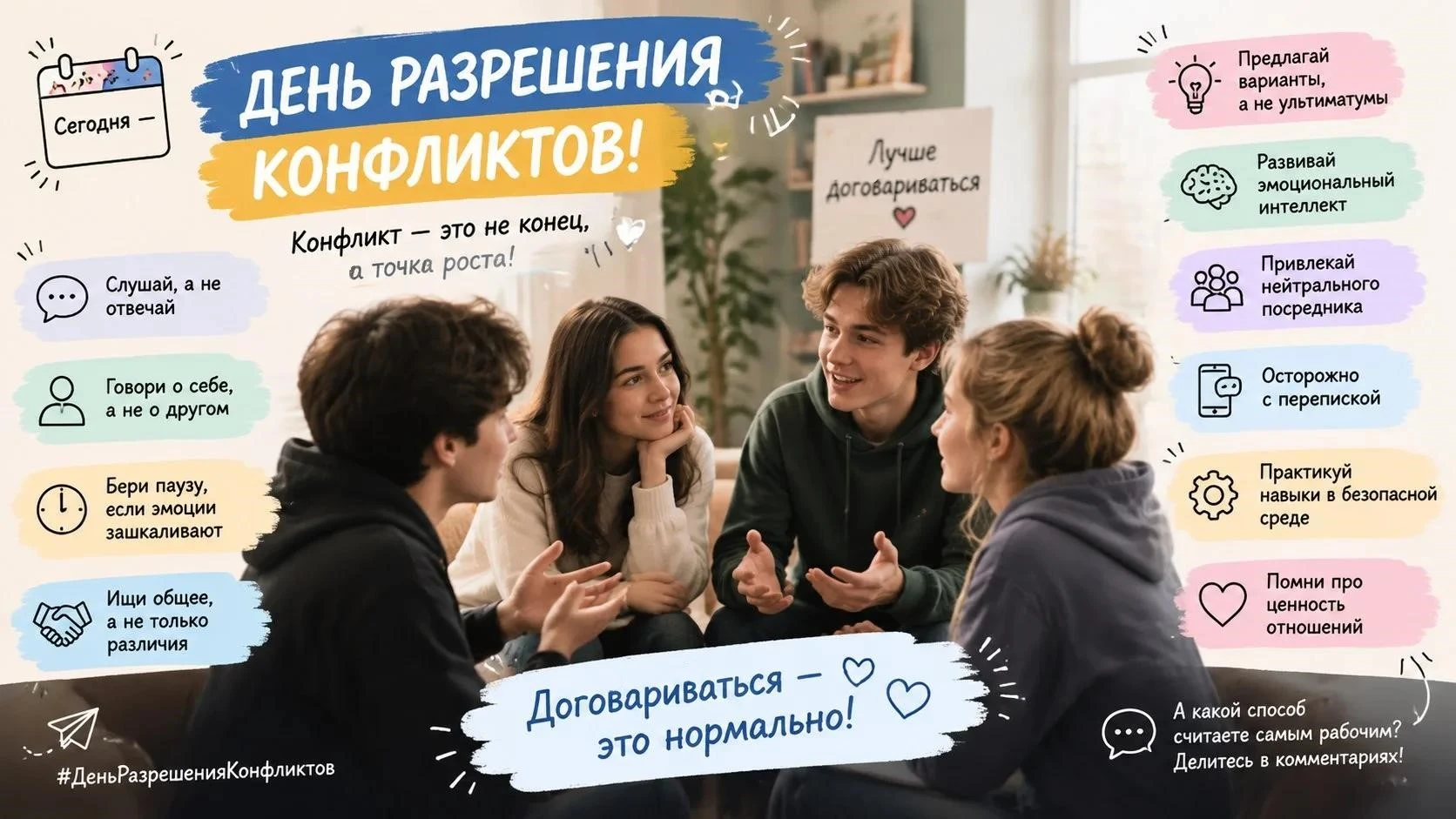 Сегодня — День разрешения конфликтов! 🤝