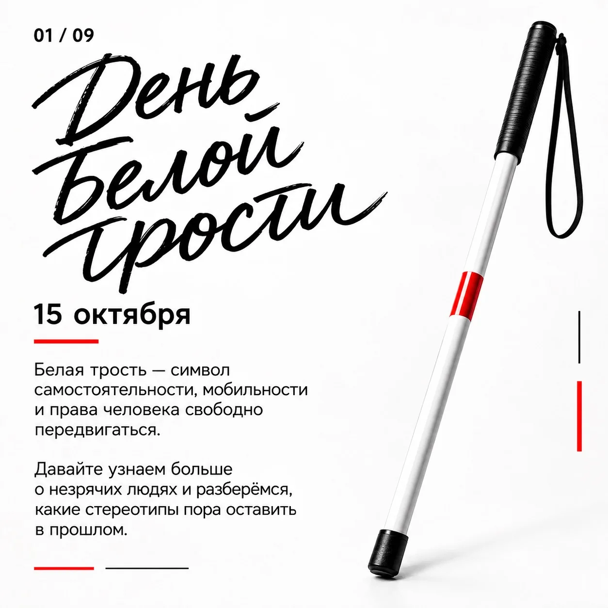 15 октября — Международный день белой трости 🤍