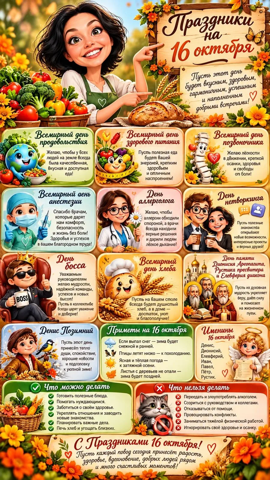Праздники на 16 октября 👋😁🎉