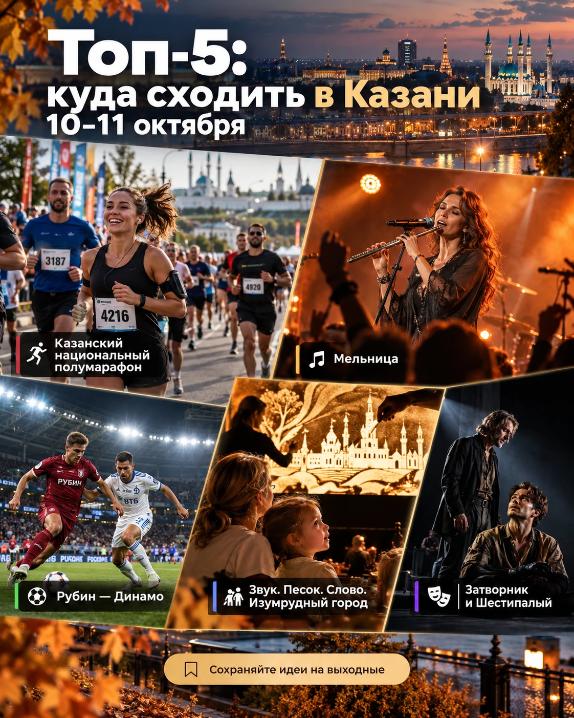 🗓 Топ-5, куда сходить в Казани 10–11 октября