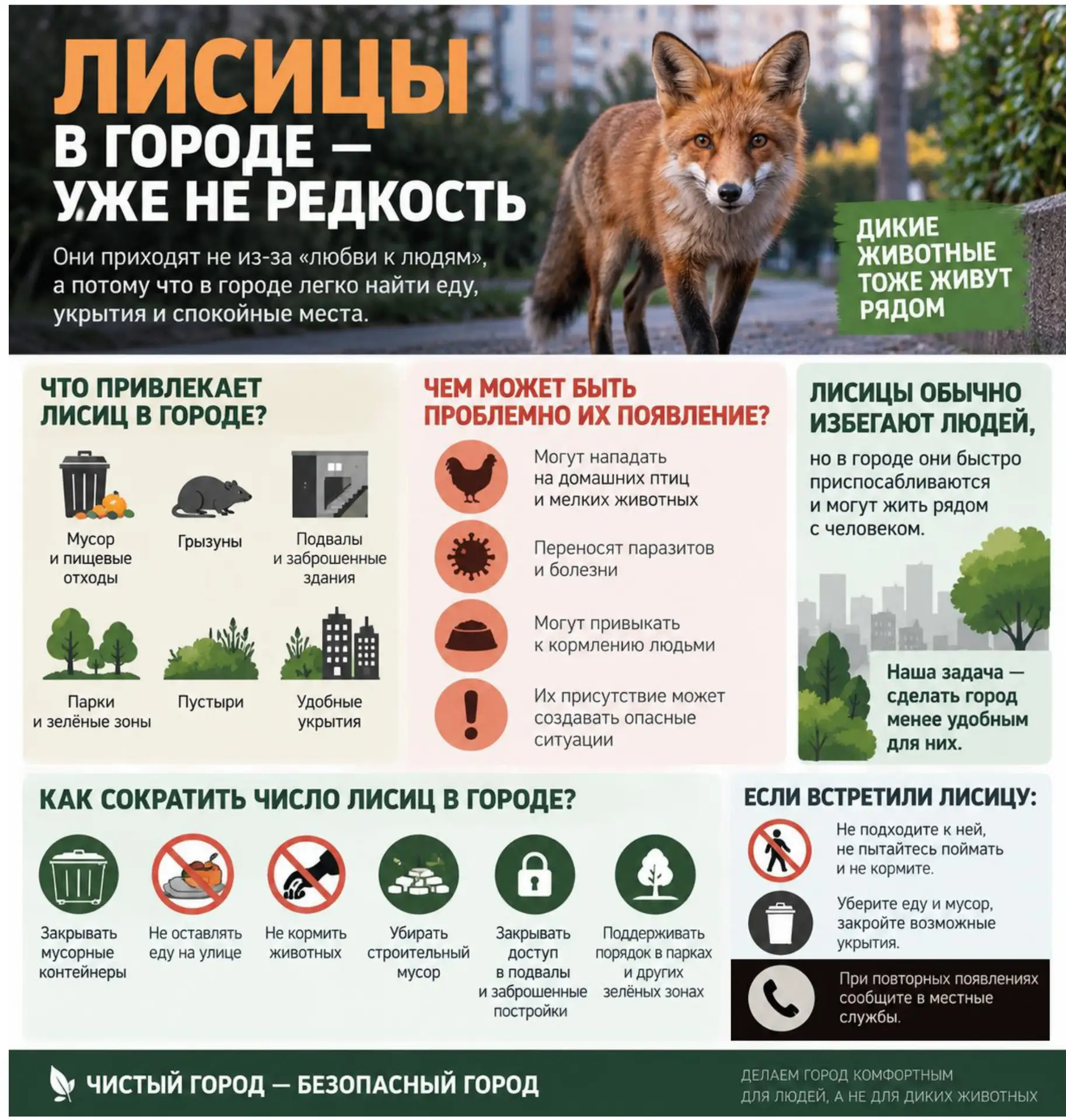 🦊 Государственный комитет по биоресурсам РТ предупреждает: лисицы в городе — что важно...