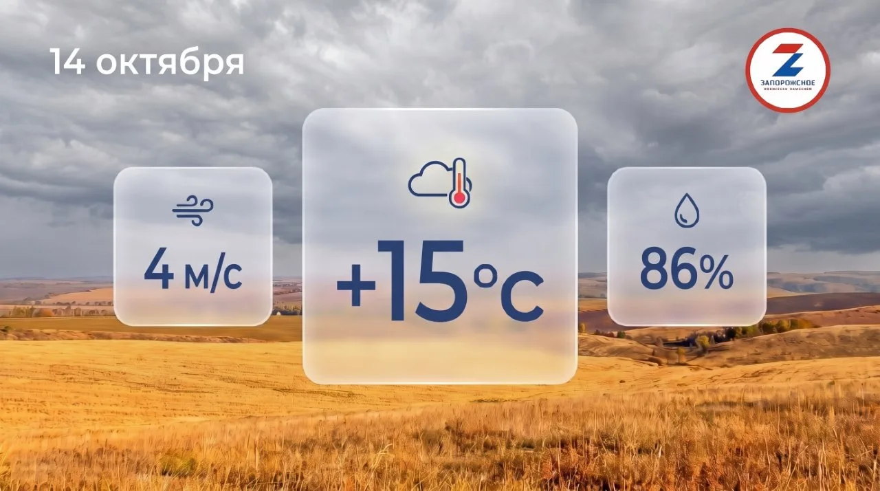 ☁️ Облачная погода ожидается в Запорожской области в среду, 14 октября