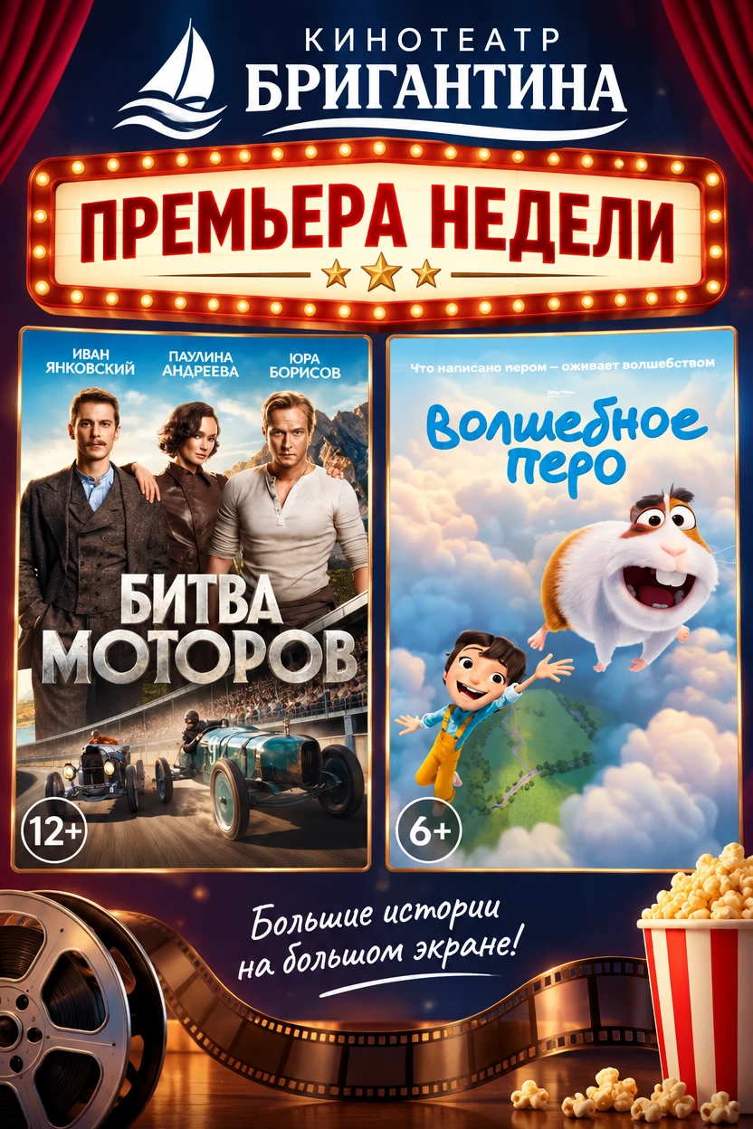 💫  Друзья, пришло время планировать поход в кино! На этой неделе в «Бригантине» старту...