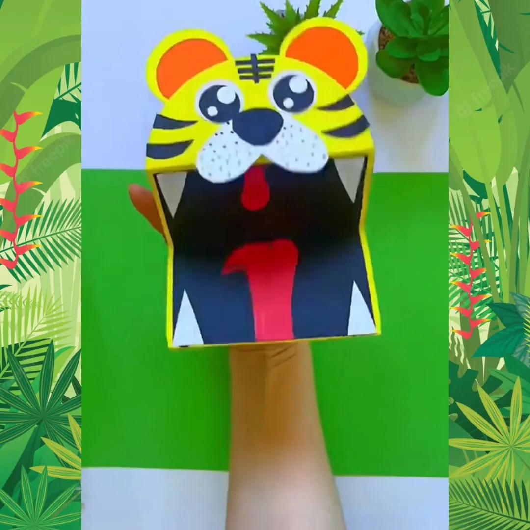 🐯 Забавная поделка бумажного тигра.