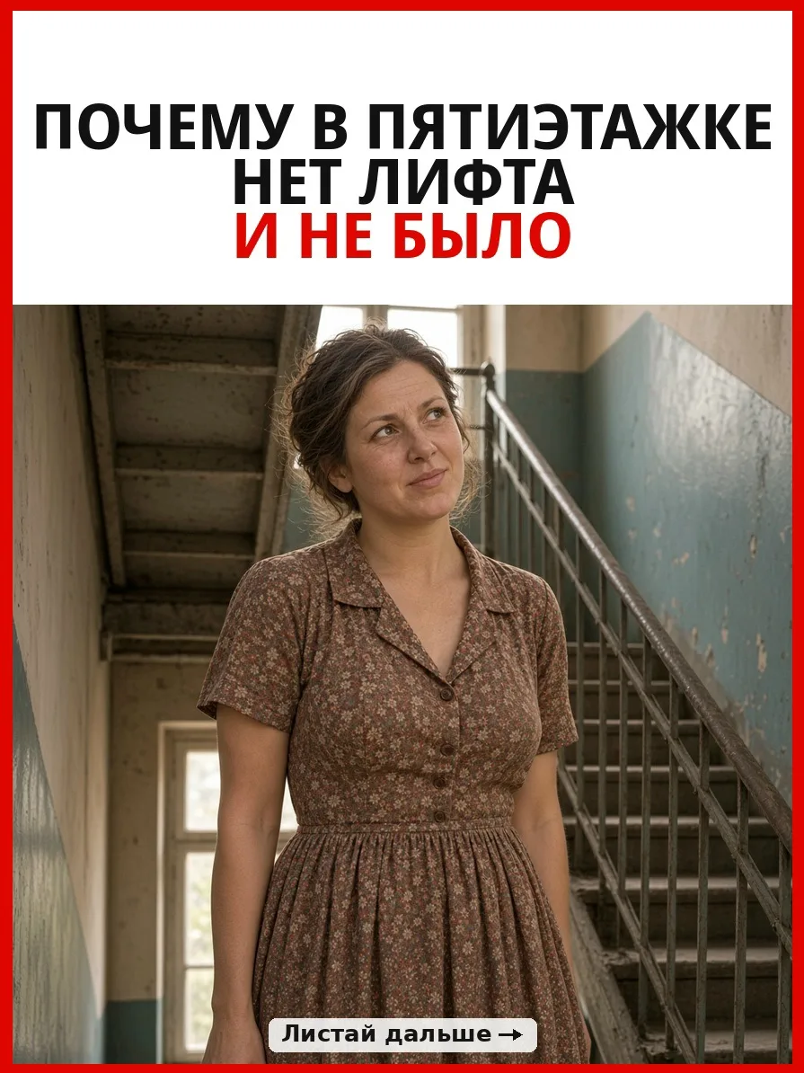 В пятиэтажках лифта нет не потому, что про него забыли. Его туда специально не ставили.