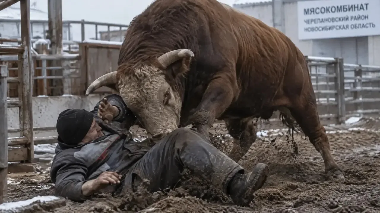 🐂 Бык едва не затоптал рабочего