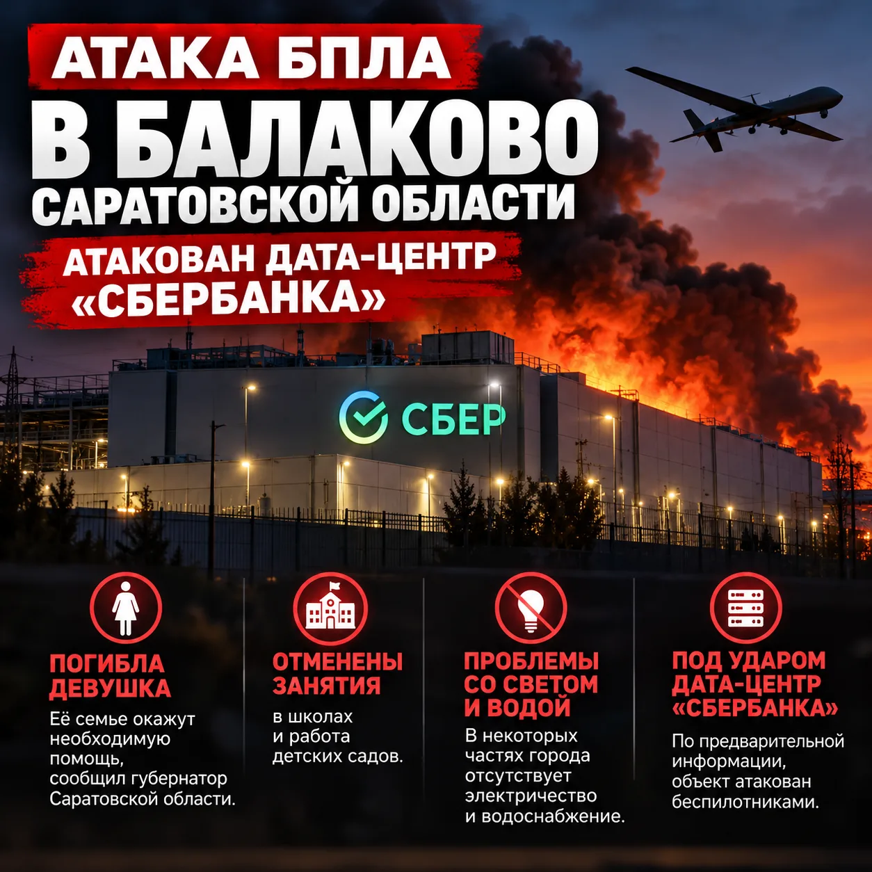 🚨 В Саратовской области ВСУ пытались атаковать дата-центр «Сбербанка». В результате ат...