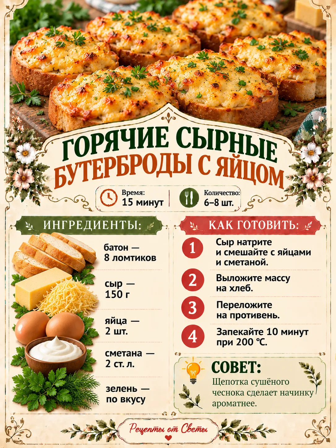 🥪 Обычный батон превращается в горячие сырные бутерброды: завтрак с аппетитным хрустом!