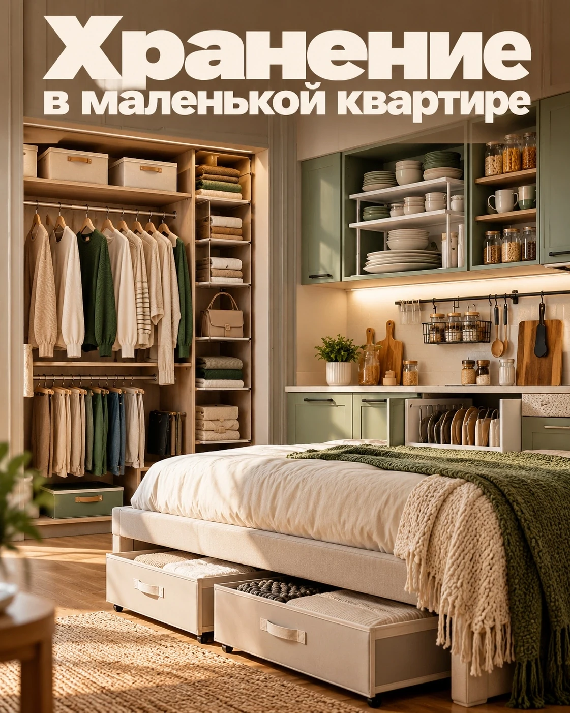 🏠 Маленькая квартира: 9 хитростей для хранения, которые реально экономят место