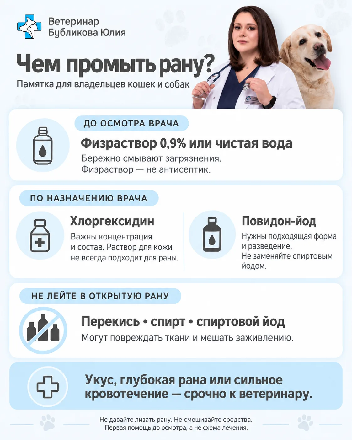 Перекись, спирт, йод... Чем обработать рану питомцу, пока вы едете к врачу? 🩹 В больши...