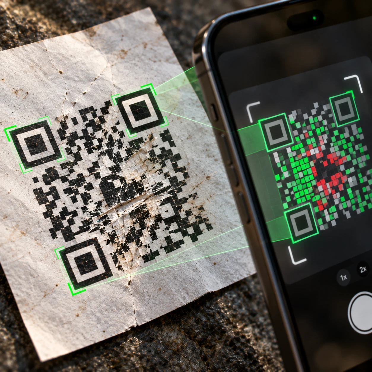QR-код переживает царапины и потерянные квадраты