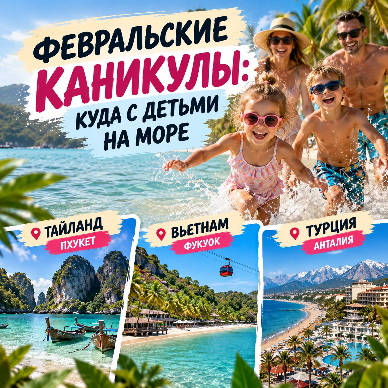 🌴 Февральские каникулы: куда с детьми на море