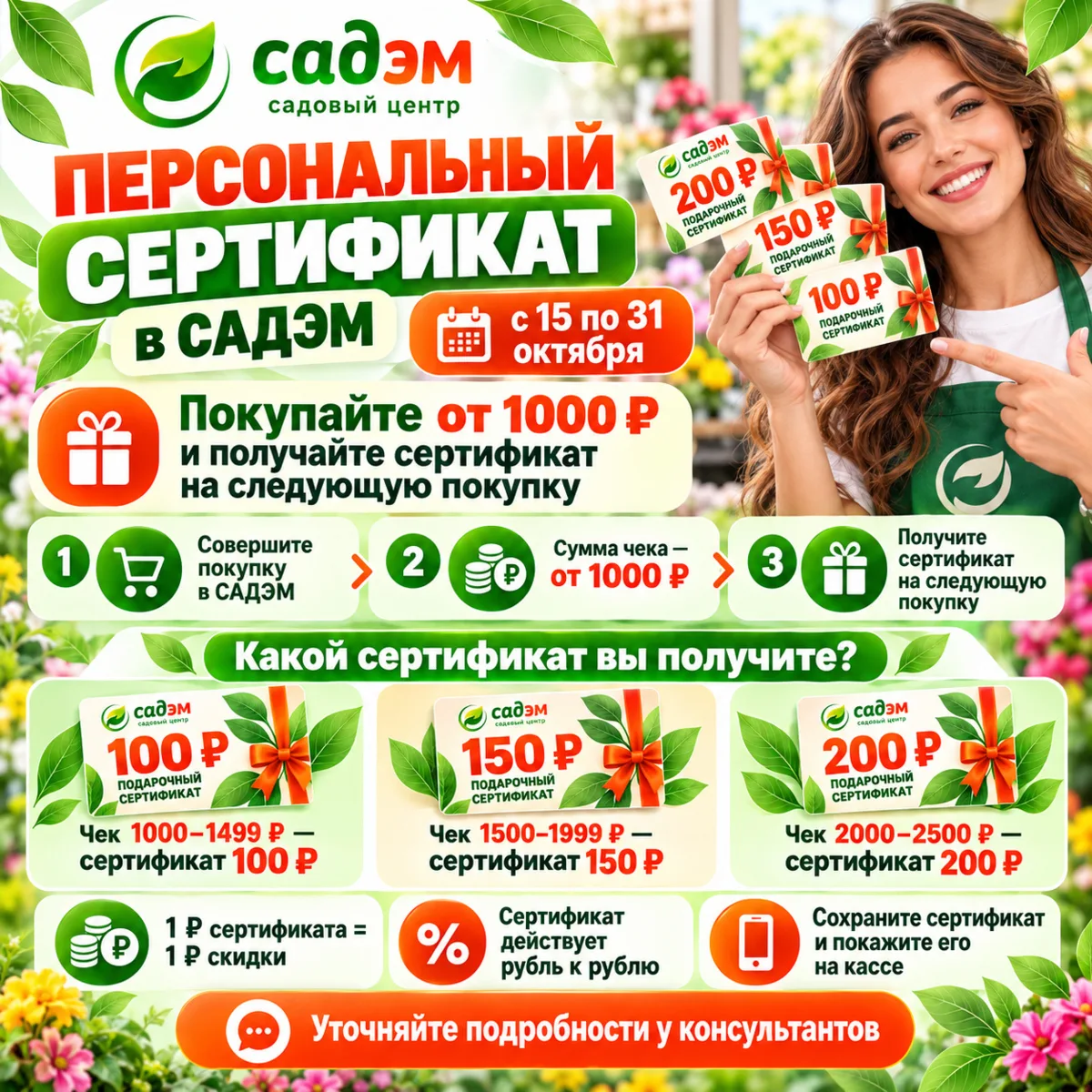 🎁 ПЕРСОНАЛЬНЫЙ СЕРТИФИКАТ В САДЭМ!
