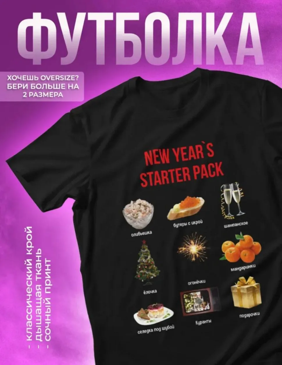 Футболка новогодняя с прикольным принтом New years